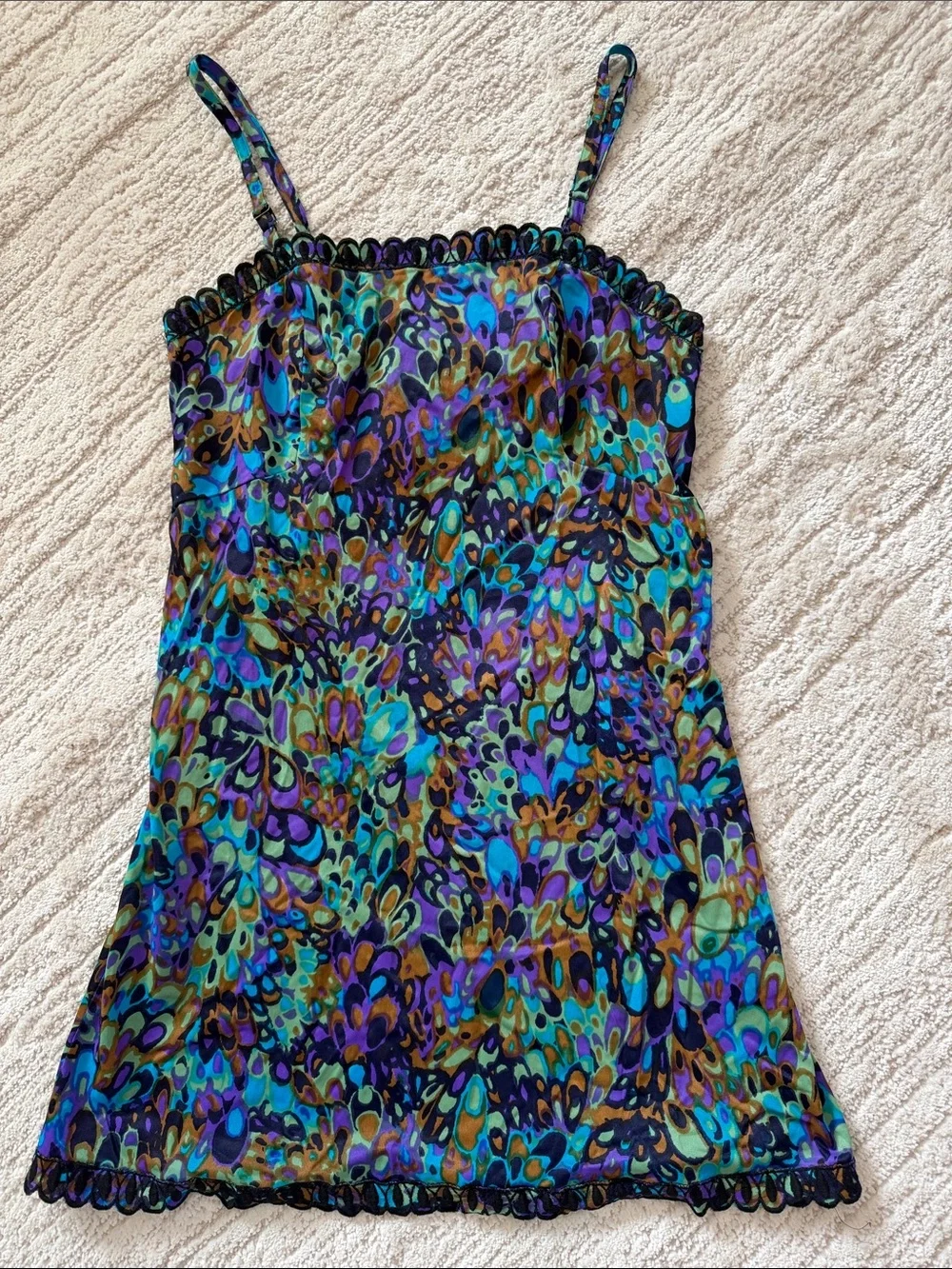 Vintage 60s Gossard Artemis slip chemise dress nylon with black lace 34 - Picture 1 of 6
